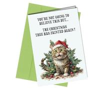 Oscar Finks Christmas Tree Fainted Greeting Card, THE CHRISTMAS TREE HAS FAINTED AGAIN, Blank Inside #1715
