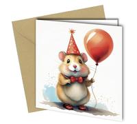 Oscar Finks Funny Birthday Card/Anniversay Card/Valentines Card, Hamster with Balloon Design, 350gsm card, Blank Inside #1596