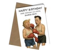 Oscar Finks Funny Birthday Card Donald Trump and Elon Musk Boxing, Cheeky Humorous Design, Blank Inside with matching Envelope for Him or Her Friend Bestie Man Woman Husband Wife Colleagues #1878