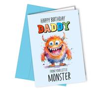 Oscar Finks Funny Birthday Card for Daddy, Blank Inside, Unique Monster Design, From Your Little Monster #1648