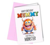 Oscar Finks Funny Birthday Card for Mummy, Blank Inside, Unique Monster Design, From Your Little Monster #1647