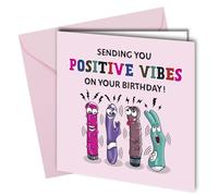 Oscar Finks Funny Birthday Card for Women, Positive Vibes Design, 350gsm Premium Cardstock, Blank Inside #1793