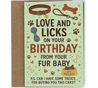 Oscar Finks Funny Birthday Card from the Dog, for Mum or Dad A5 Size with matching Envelope, Treats Theme, Blank inside, Thick Cardstock #1897