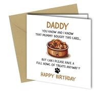 Oscar Finks Funny Dog Birthday Card for Dad, From Pet Dog with Treat Bowl Design, with Kraft Envelope #1852