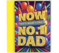 Oscar Finks Funny Fathers Day Birthday Card Now Thats What I Call A Number One Dad Bright Colourful Humour Greeting Card For Dad From Son Daughter with Matching Envelope #1906