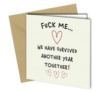 Oscar Finks Funny Rude Anniversary Card or Valentines Card, 'We Have Survived Another Year Together', 350gsm Card Blank Inside #1798