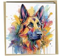 Oscar Finks German Shepherd Greeting Card, Ideal for Birthdays, Anniversaries, Get Well, Good Luck, Father's Day, Mother's Day, Dog Owner Animal Lover