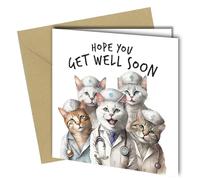 Oscar Finks Get Well Soon Card, Cats Dressed as Doctors and Nurses #1674