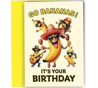 Oscar Finks Go Bananas Birthday Card, Funny Dancing Bananas Design, Blank Inside, 350gsm Card #1803