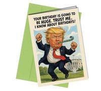 Oscar Finks Humorous Premium Birthday Card, Funny Donald Trump Dancing Design, A5 Size, Blank Inside with Envelope for Him or Her Friend Bestie Man Woman Husband Wife Colleagues #1900