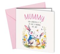 Oscar Finks Mummy Birthday Card, Mummy Mothers Day Card Cute Rabbit Cartoon, Blank Inside, Sustainably Sourced, Recyclable #1672