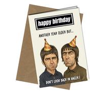Oscar Finks Oasis Birthday Card, Liam and Noel Gallagher Design, Don't Look Back in Anger, Thick Cardstock Another Year Older #1907