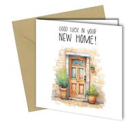 Oscar Finks Welcome New Home Housewarming Greeting Card with Colorful Watercolor Illustration, Blank Inside #1611