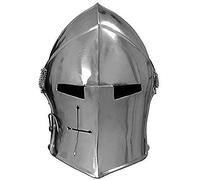OSCAR HANDICRAFT Medieval Barbute helmet| Visored Brushed Steel Knights Armory Templar Crusader's Helmet