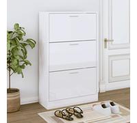 oscar high gloss shoe storage cabinet with 3 flaps in white