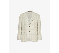 Oscar Jacobson Mens Creme White Ferry Flap-pocket Single-breasted Woven Blazer 36