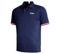 Oscar Jacobson Mens Durham Tour Golf Polo Shirt - Navy/Jewel Red - M