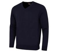 Oscar Jacobson Mens Walker V Neck Breathable Sweater - Navy - XL