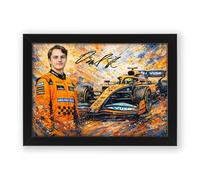 Oscar Piastri Signed Poster Print - Art Styled Limited Edition Autograph Fan Gift - Collectible Memorabilia Wall Art - F1 Star McLaren 2025 Race Winner (A4 Framed)