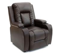 More4Homes Oscar Pushback Leather Recliner Chair W Cupholders (Brown)