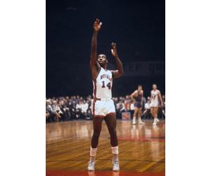 Oscar Robertson of the then Cincinnati Royals in a game with the Philadelphia 76ers Cincinnati Gardens Jul 17 1965. ph: Ron Wolfson / (Oscar Robertson 2) Poster Print (8 x 10)