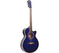 Oscar Schmidt 6 String OG10CE Cutaway Acoustic-Electric Guitar. Flame Trans Blue, Flame Transparent Blue (OG10CEFTBL-A)