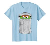Oscar The Grouch in Trash Can Kids T-Shirt, Youth, Baby Blue, Medium