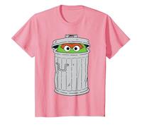 Oscar The Grouch in Trash Can Kids T-Shirt, Youth, Pink, Small