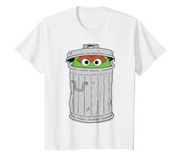 Oscar The Grouch in Trash Can Kids T-Shirt, Youth, White, Medium