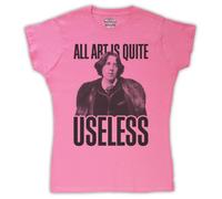 Oscar Wilde All Art is Quite Useless Womens T-Shirt, Pink, Small