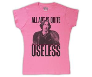 Oscar Wilde All Art is Quite Useless Womens T-Shirt, Pink, Small