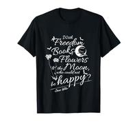 Oscar Wilde Quote Freedom, Flowers, Books, Moon T-Shirt