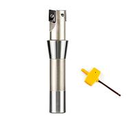 OSCARBIDE 1" x 5-27/32'' Carbide Indexable End Mills, R8 Shank, 90 Degree, 2 Flutes, with 2 Pieces APKT1604 Carbide Inserts