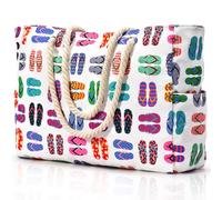 oscaurt Beach Bag Waterproof Women's Tote with Zip Foldable Shoulder Handbags for Women Holiday Essentials for Beach Sports Shopping Travel Weekend Bags