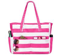 oscaurt Beach Bags for Women Large Waterproof Sandproof Beach Tote Swim Pool Bag with Zipper for Travel Vacation Essentials, Rose, L, Tote Bag