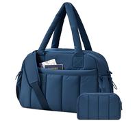 oscaurt Gym Bag for Women Lightweight Duffle Bag for Travel with Toiletry Pouch Water Resistant Carry On Weekender Overnight Duffel, Navy Blue, Stylishly Simple