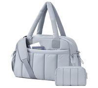 oscaurt Gym Bag for Women Lightweight Duffle Bag for Travel with Toiletry Pouch Water Resistant Carry On Weekender Overnight Duffel, Gray Lilac, Stylishly Simple