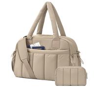 oscaurt Gym Bag for Women Lightweight Duffle Bag for Travel with Toiletry Pouch Water Resistant Carry On Weekender Overnight Duffel, Desert, 16.5"x"7.5"x"11.8" inches, Stylishly Simple