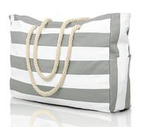 oscaurt Large Beach Bag Waterproof Beach Tote with Zip and Rope Handle Summer Holiday Essentials Travel Bag Shopping Shoulder Handbags for Pool Gym Picnic