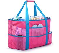 oscaurt Mesh Beach Bag Extra Large Waterproof Sandproof Beach Tote Pool Swim Bag Travel Vacation Essentials, Rose, L, Mesh Beach Bag