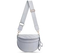 oscaurt Puffy Crossbody Bag Bum Bag for Women Spacious Cross Body Travel Purse Quilted Shoulder Handbag, Light Grey, 12.2 x 5.51 x 8.66 inches, Trendy