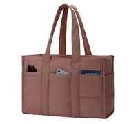 oscaurt Puffy Tote Bags for Women Shoulder Handbag with 16 Pockets Top Zipper Lightweight Fluffy Teacher Nurse Bag for College Travel Shopping Gym