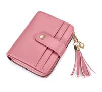 oscaurt Wallet Women Small RFID Blocking Bifold Credit Card Wallets with ID Window and Tassel Zipper Coin Pocket Ladies Wallet, Light Pink, Cute