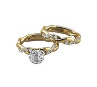 OSCCI 2 PCS Classic Twisted Rhinestone Engagement Ring Set 4-Prong Bridal Ring Set Wedding Jewelry, 6 UK, Metal, Crystal