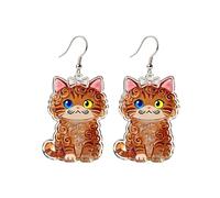 OSCCI Adorable Cat-Shaped Drop Earrings - Acrylic Animal Design with Durable Alloy Hooks, Trendy Hypoallergenic Earrings for Women and Pet Lovers, Acrylic, No Gemstone