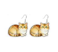 OSCCI Adorable Cat-Shaped Drop Earrings - Acrylic Animal Design with Durable Alloy Hooks, Trendy Hypoallergenic Earrings for Women and Pet Lovers, Acrylic, No Gemstone