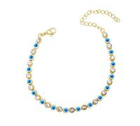 OSCCI Multicolored Evil Eye Bead Bracelet for Women Boho Zircon Enamel Adjustable Bracelet Lucky Jewelry, 0.2"L*0.2"W, Copper, no gemstone