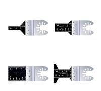 Oscillating Multi-Tool Blades 4pc Set Bi-Metal Open Back Saw Blades | Open-back design enables flush cuts against surfaces; bi-metal material suits wood and soft metal; includes measurement