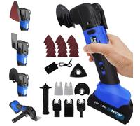 Oscillating Multi Tool Cordless, 300W Brushless Oscillating Multi-Tool with Battery and Charger, 6 Variable Speeds, 4°Oscillation Angle, Multi-Use Cutting and Sanding Tool, Quick-fit Blade Design,Blue