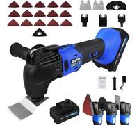 Oscillating Multi Tool, Cordless Multi Tool with Battery and Charger, 300W 20000 RPM Brushless 21V Electric Oscillating SawTool Kit 6 Variable Speeds, 4°Oscillation Angle, for Cutting, Sanding,Blue